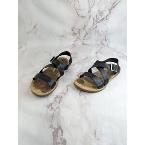 KORKS by Kork Ease Sandals Size 9.5 M Black Sabrina Strappy Flat Vegan Leather